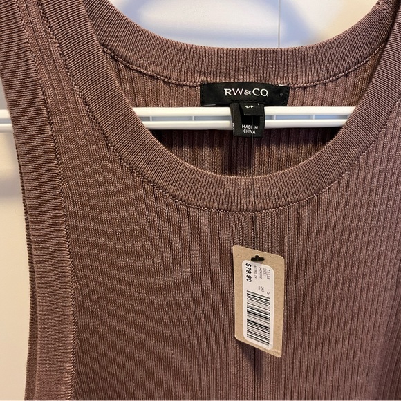 NWT RW&CO Dusty Rose Knit Sleeveless Fit And Flare Crew Neck Dress Size Small - Picture 7 of 7